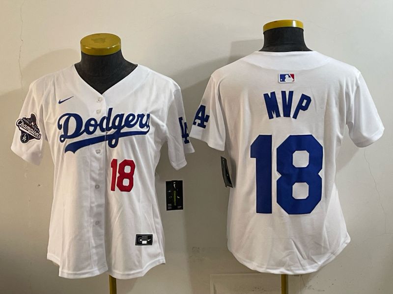 Women Los Angeles Dodgers #18 Mvp White Game 2026 Nike MLB Jersey style 08